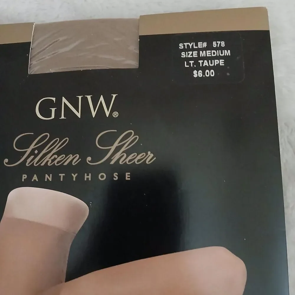 NEW Old Stock Vintage GNW Silken Sheer Control Top Pantyhose in LT Taupe M